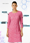 3/4 SLEEVE CREW NECK POLY MONOCHROME DRESS (Nude Pink)