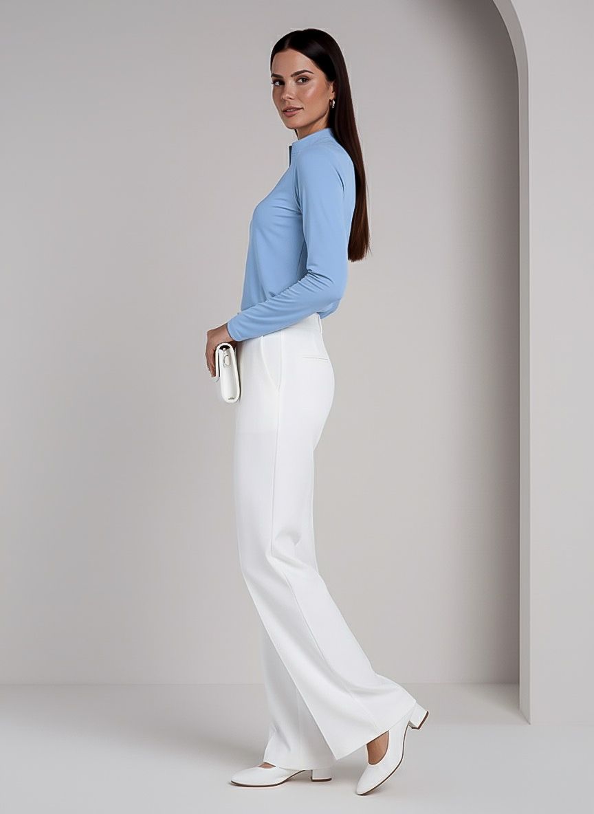 Solid Knit 3/4 Sleeve Embellished Zip Mock Neck Top