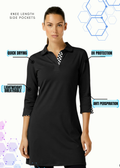 3/4 SLEEVE POLO NECK POLY DRESS (Black)