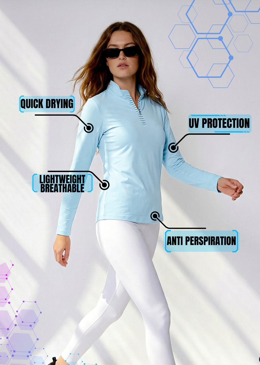 Long Sleeve Mock Neck Poly Top