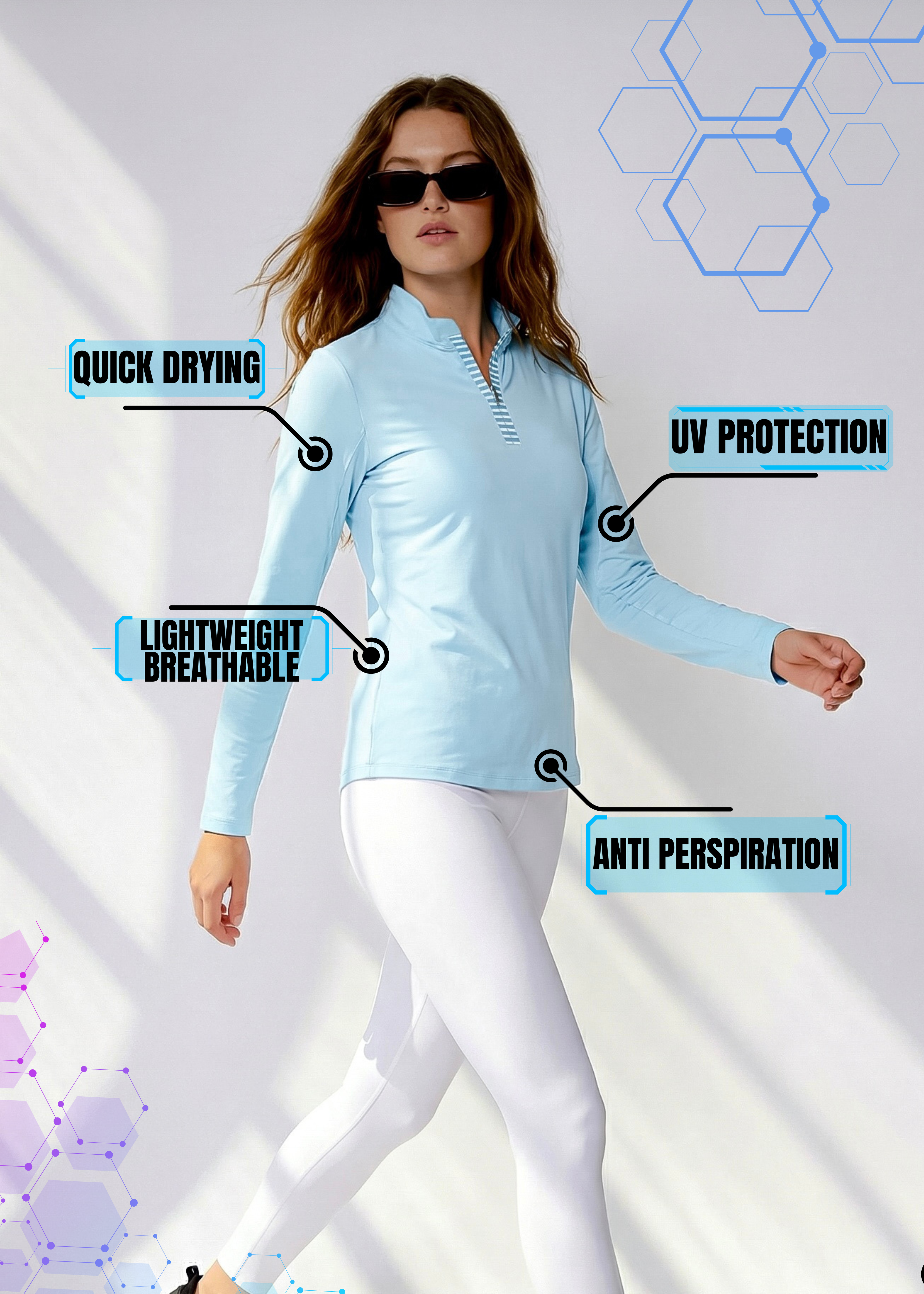 Long Sleeve Mock Neck Poly Top