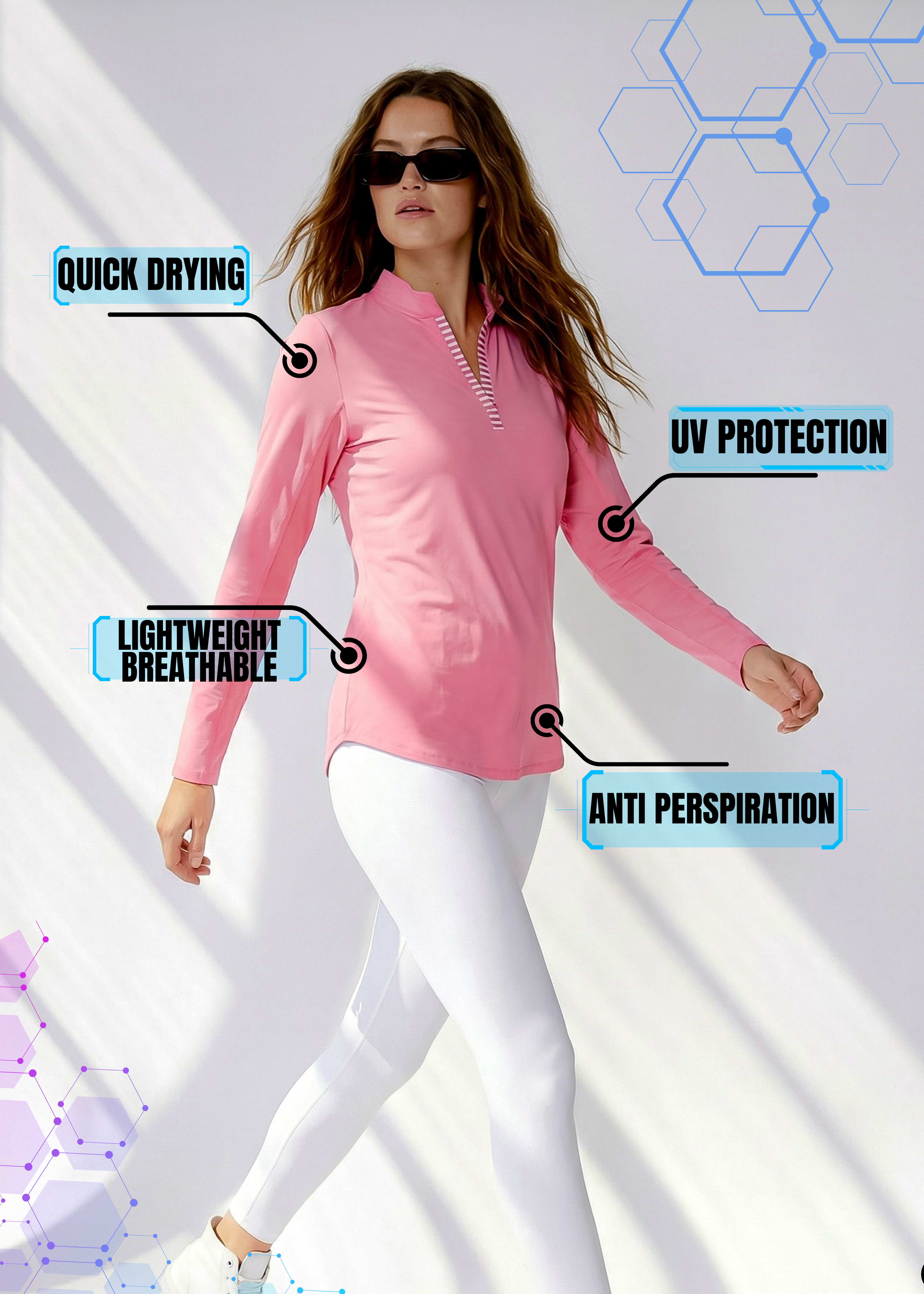 Long Sleeve Mock Neck Poly Top (Nude Pink)