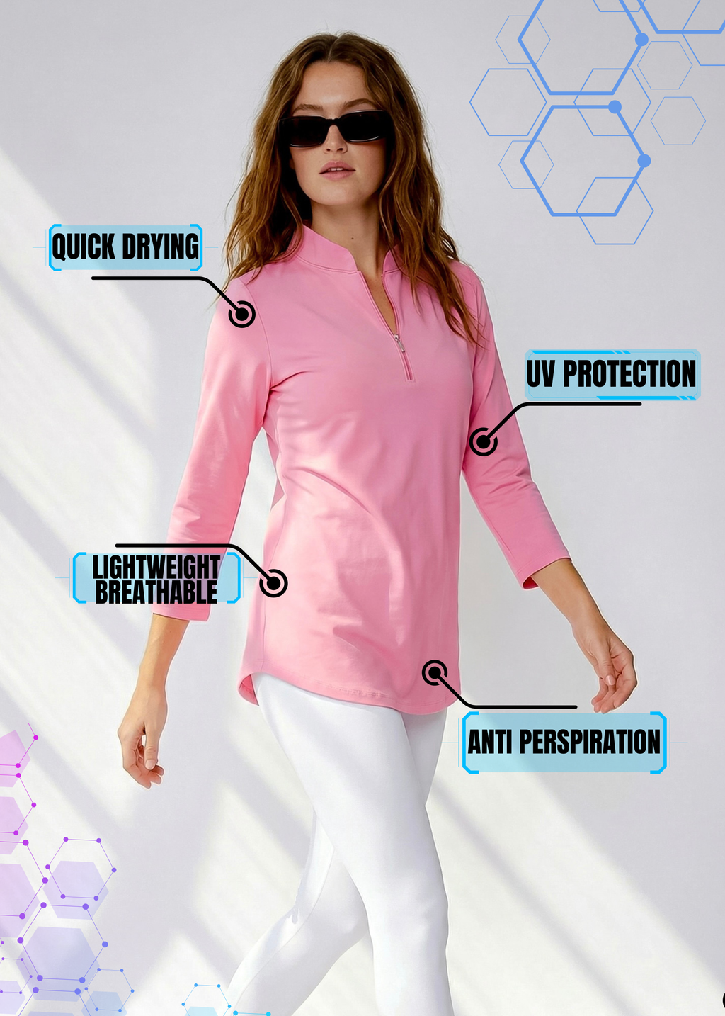 Long Sleeve Mock Neck Poly Top (Nude Pink)