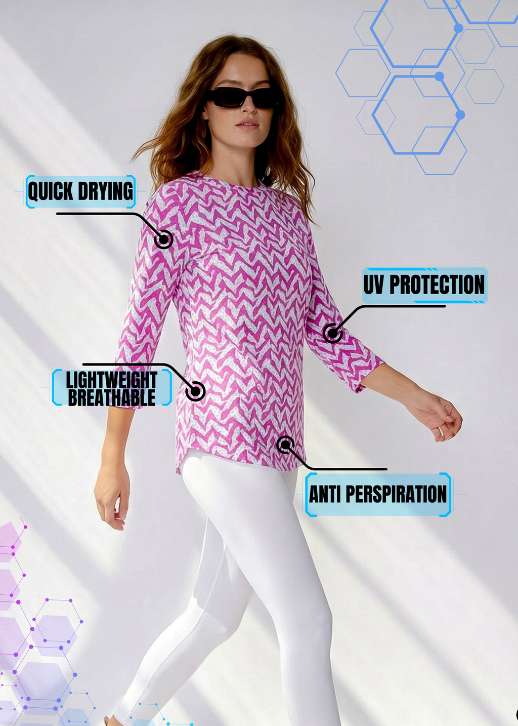 Gone Wild Printed Long Sleeve Crew Neck Poly Top