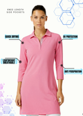 3/4 SLEEVE POLO NECK POLY DRESS (Nude Pink)